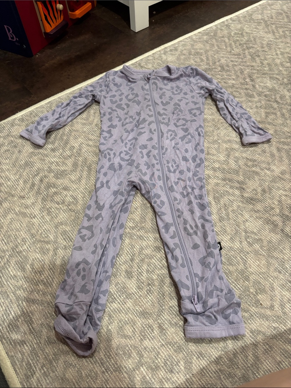 Kyte Lilac Leopard Print Zip-Front Kids One-Piece